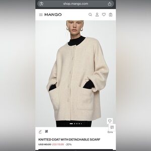 Mango Cozy Beige Button-Up Cardigan